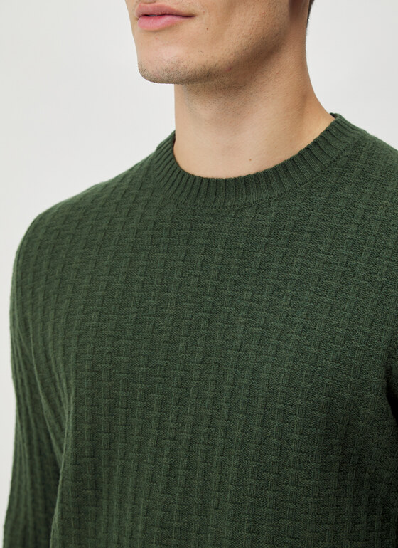 Pullover Rundhals 1/1 Arm Dark Green Frontansicht