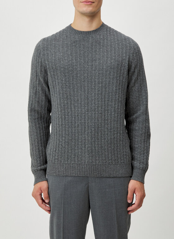 Pullover Rundhals 1/1 Arm Grey Rock Frontansicht