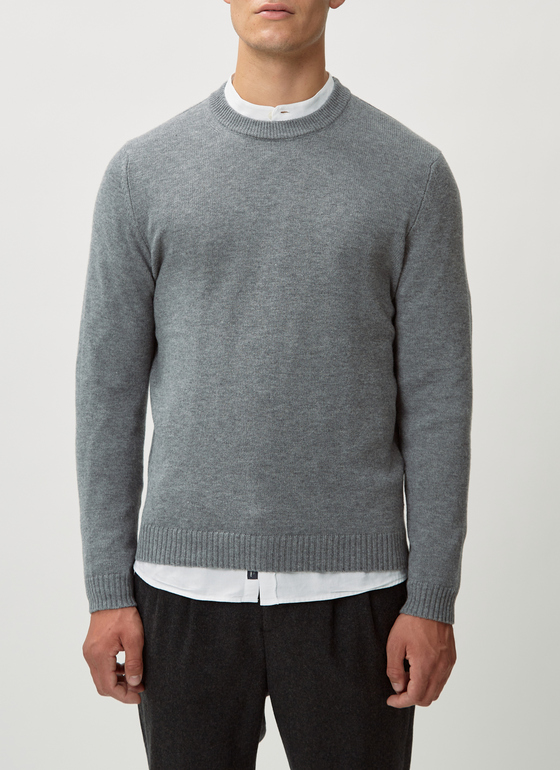 Pullover Rundhals 1/1 Arm Mercury Grey Frontansicht