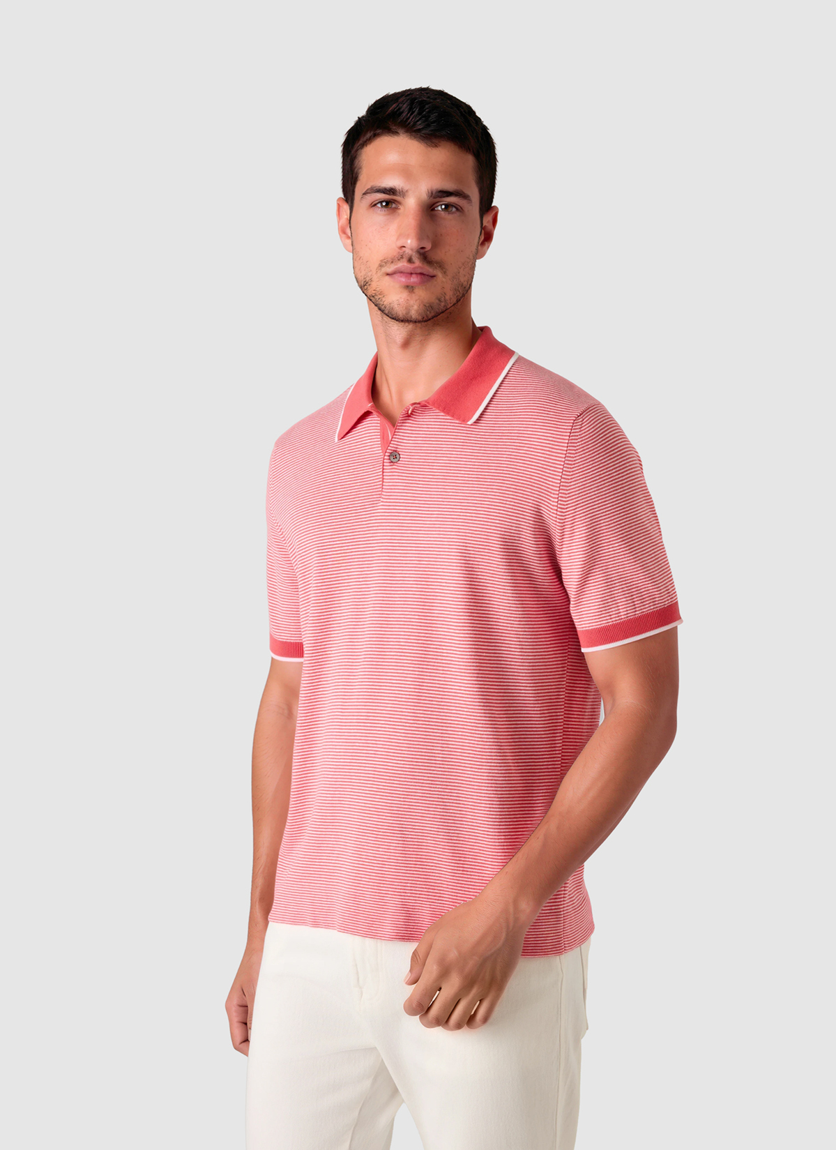 Pullover Polo 1/2 Arm, Shiny Flamingo Frontansicht