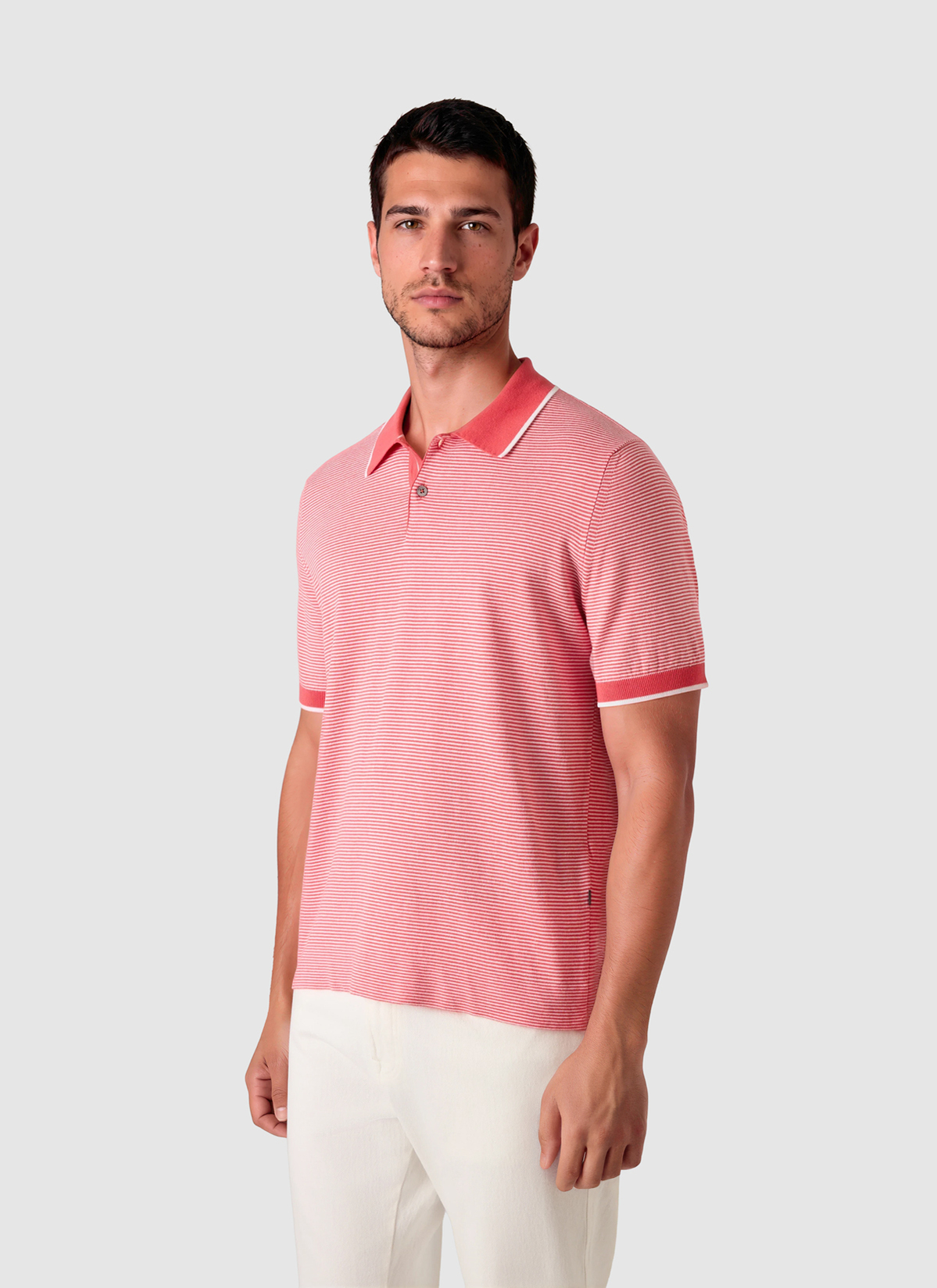 Pullover Polo 1/2 Arm, Shiny Flamingo Detailansicht 2