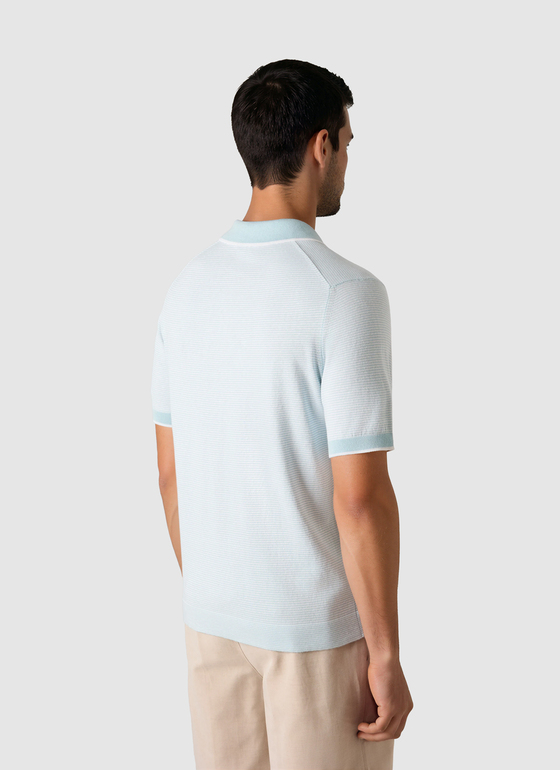 Pullover Polo 1/2 Arm Bright Aqua Frontansicht