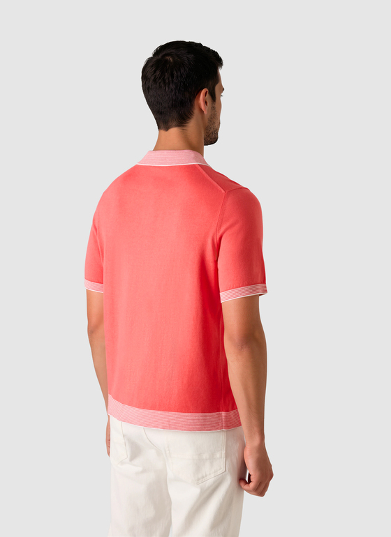 Pullover Polo 1/2 Arm Shiny Flamingo Frontansicht