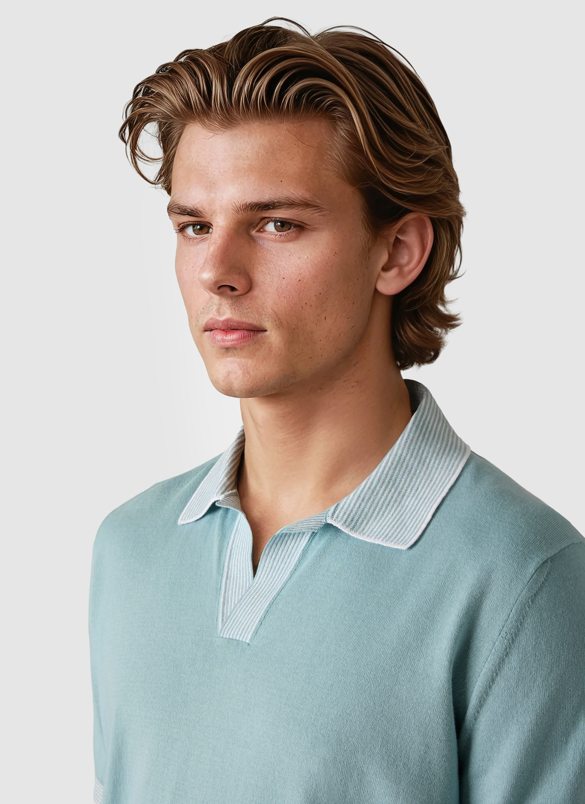 Pullover Polo 1/2 Arm, Bright Aqua Detailansicht 1