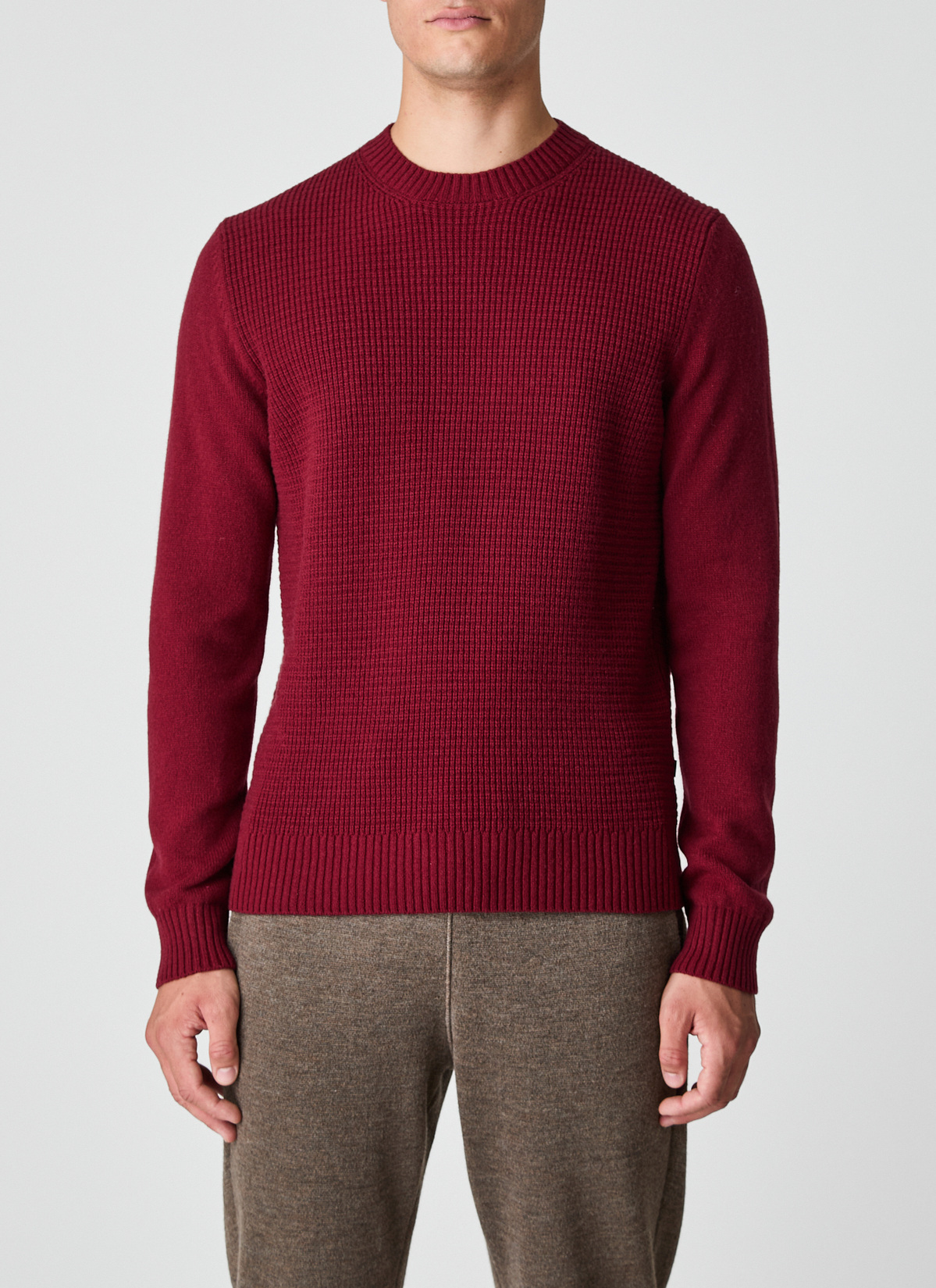 Pullover Rundhals 1/1 Arm, Weinrot Frontansicht