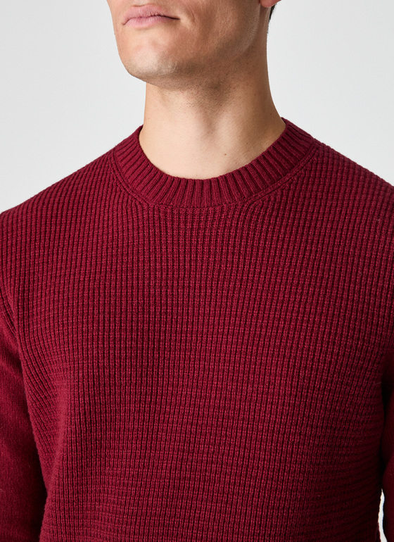 Pullover Rundhals 1/1 Arm Weinrot Frontansicht