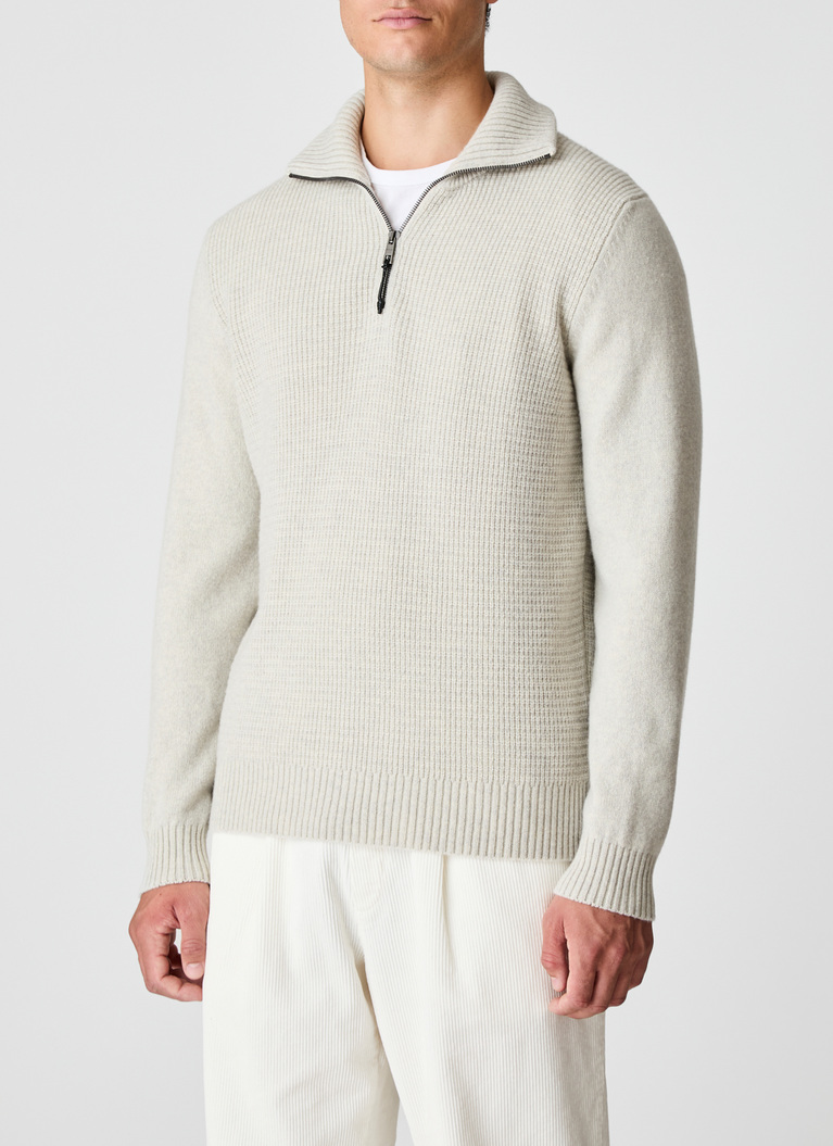 Pullover Troyer 1/1 ArmMascarpone Cream Frontansicht