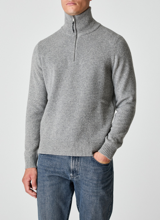 Pullover Troyer 1/1 Arm Mercury Grey Frontansicht