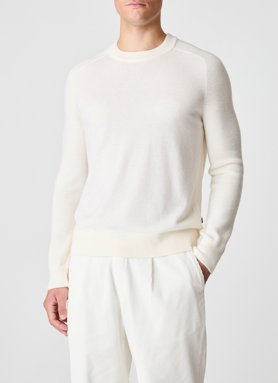 Pullover Rundhals 1/1 Arm Off White Frontansicht