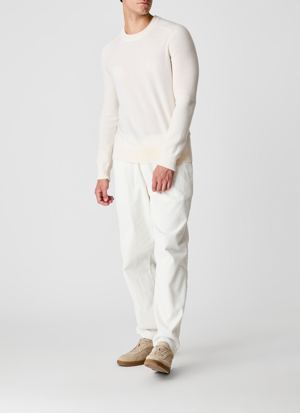 Pullover Rundhals 1/1 Arm, Off White Detailansicht 2