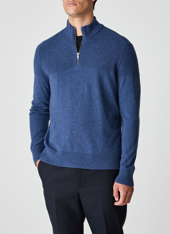 Pullover Troyer 1/1 Arm Deep Sea Frontansicht