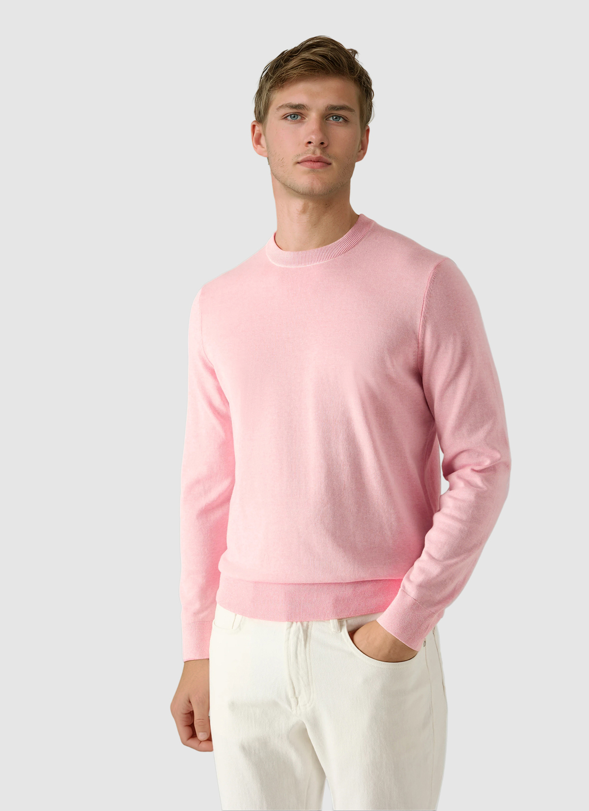 Pullover Rundhals 1/1 Arm, Shiny Flamingo Frontansicht