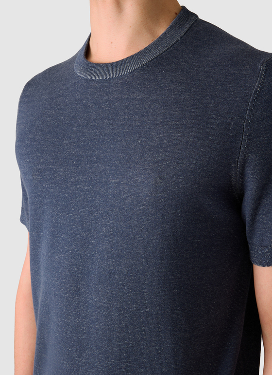 Pullover Rundhals 1/2 Arm Dawn Blue Frontansicht