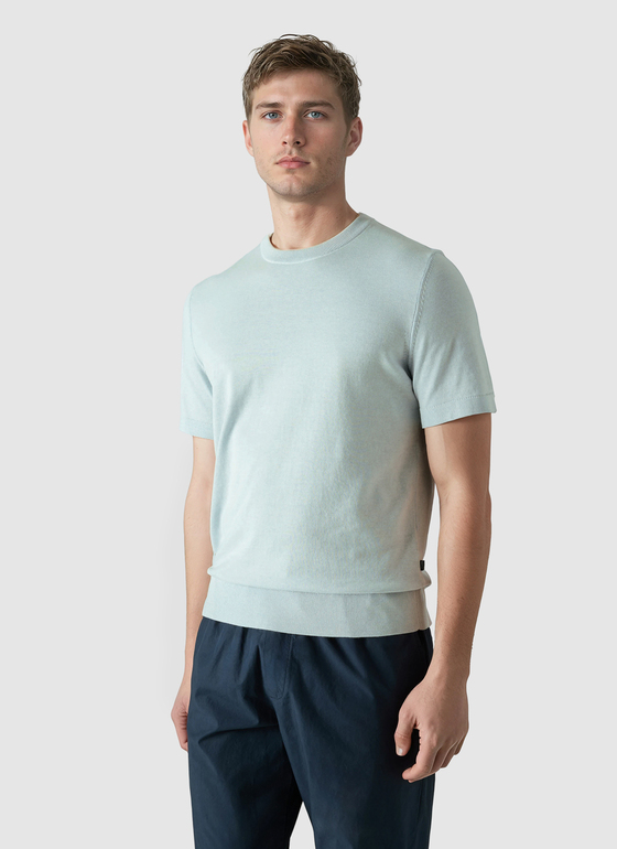 Pullover Rundhals 1/2 Arm Bright Aqua Frontansicht