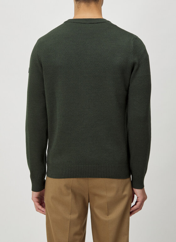 Pullover Rundhals 1/1 Arm Dark Green Frontansicht