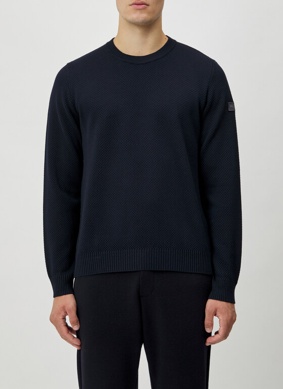 Pullover Rundhals 1/1 Arm Navy Frontansicht