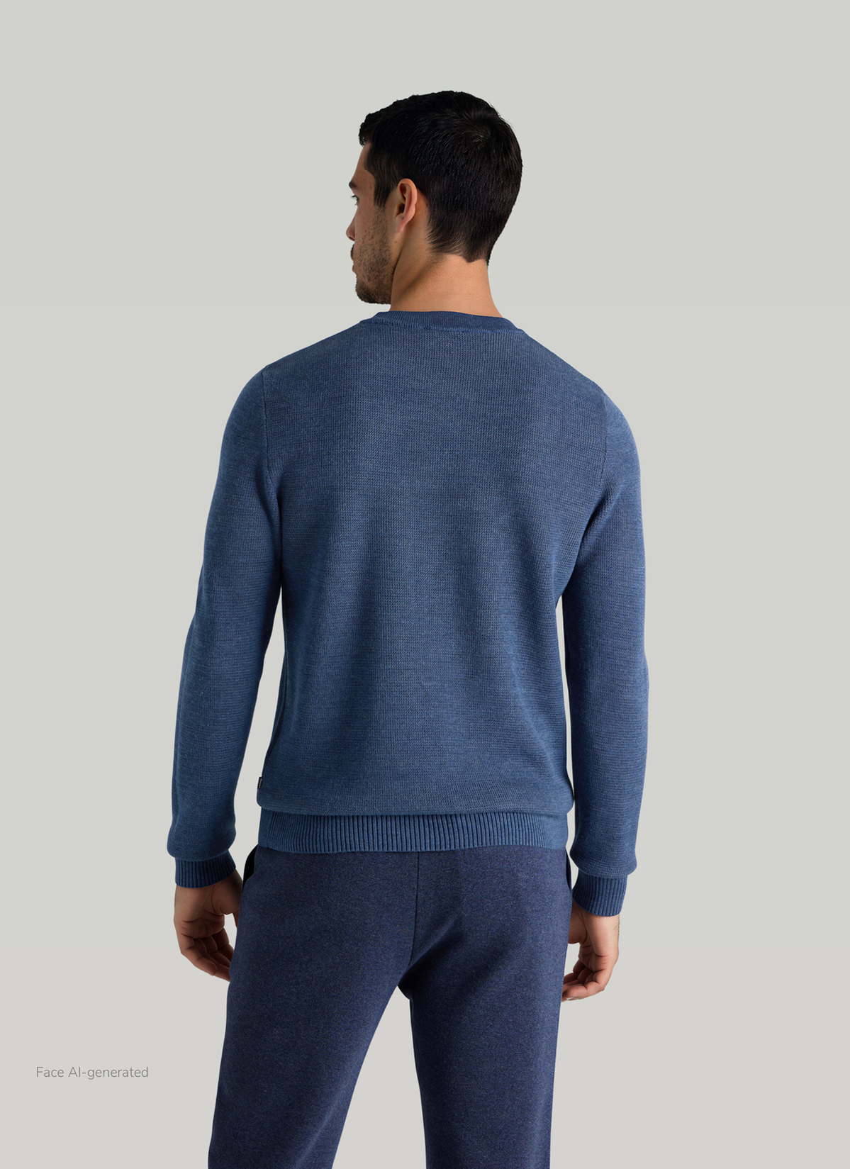 Pullover Rundhals 1/1 Arm, Nimes Blue Rückansicht