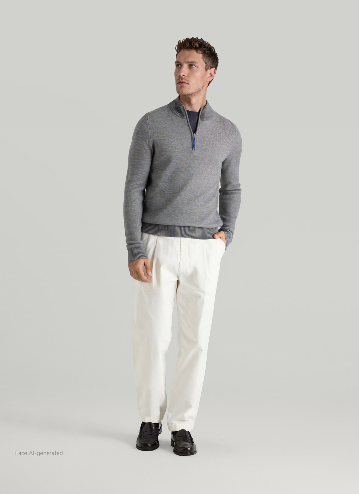 Pullover Troyer 1/1 Arm, Shark Skin Detailansicht 2