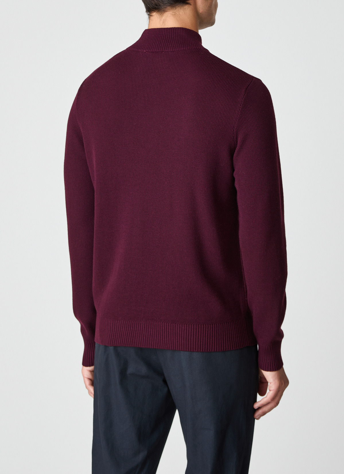 Pullover Stehkragen Zip 1/1 Arm, Barolo Wine Rückansicht