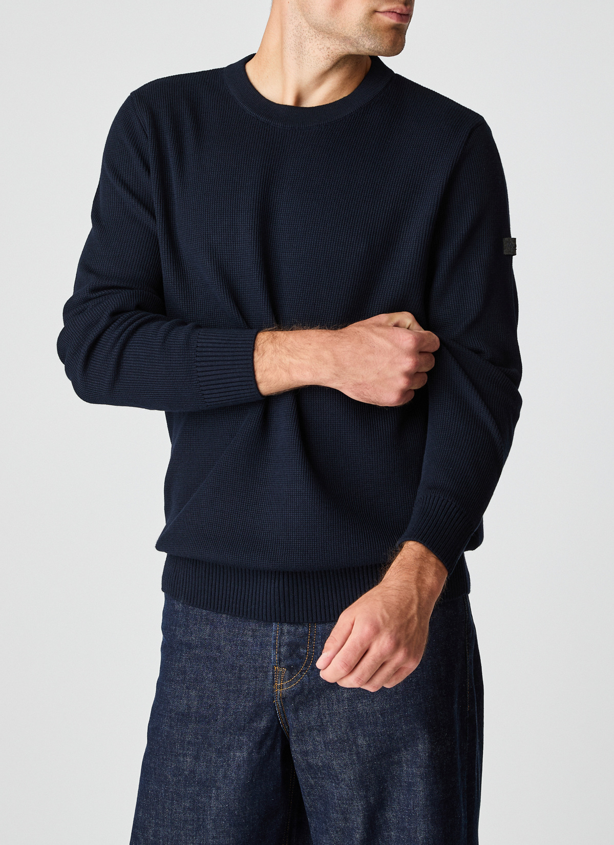 Pullover Rundhals 1/1 Arm, Navy Frontansicht