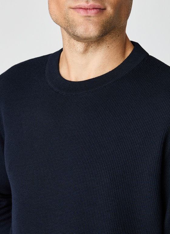 Pullover Rundhals 1/1 Arm Navy Frontansicht