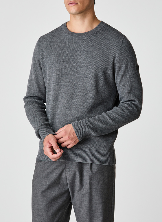 Pullover Rundhals 1/1 Arm Smoky Grey Frontansicht
