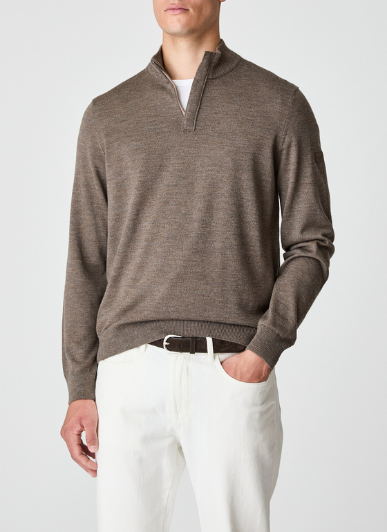 Pullover Stehkragen Zip 1/1 Arm Hardwood Frontansicht