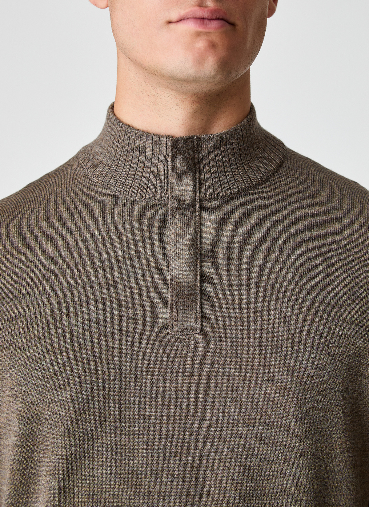 Pullover Stehkragen Zip 1/1 Arm, Hardwood Detailansicht 2