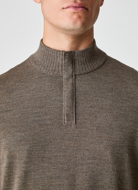 Pullover Stehkragen Zip 1/1 Arm Hardwood Frontansicht
