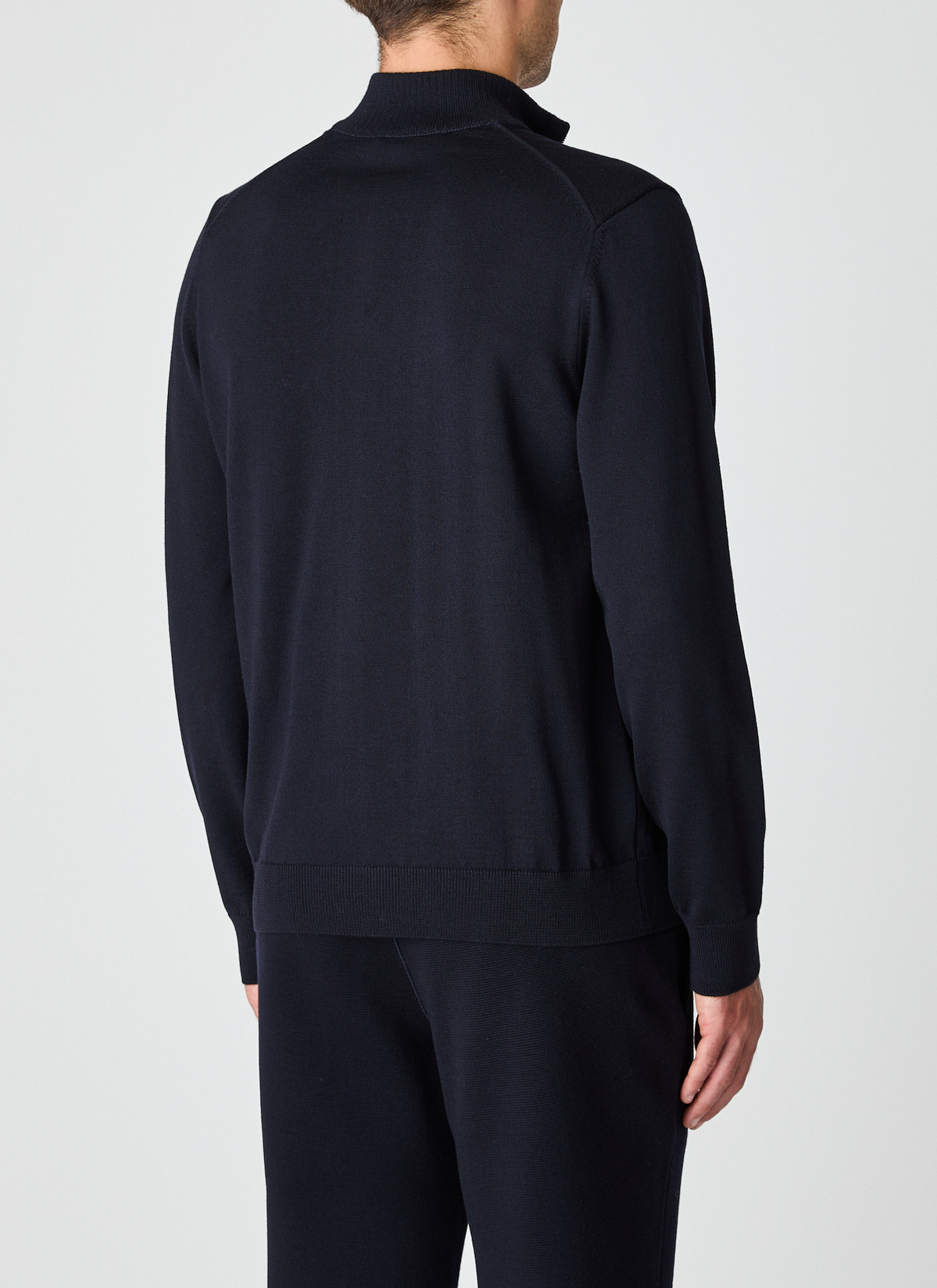 Pullover Stehkragen Zip 1/1 Arm, Navy Rückansicht