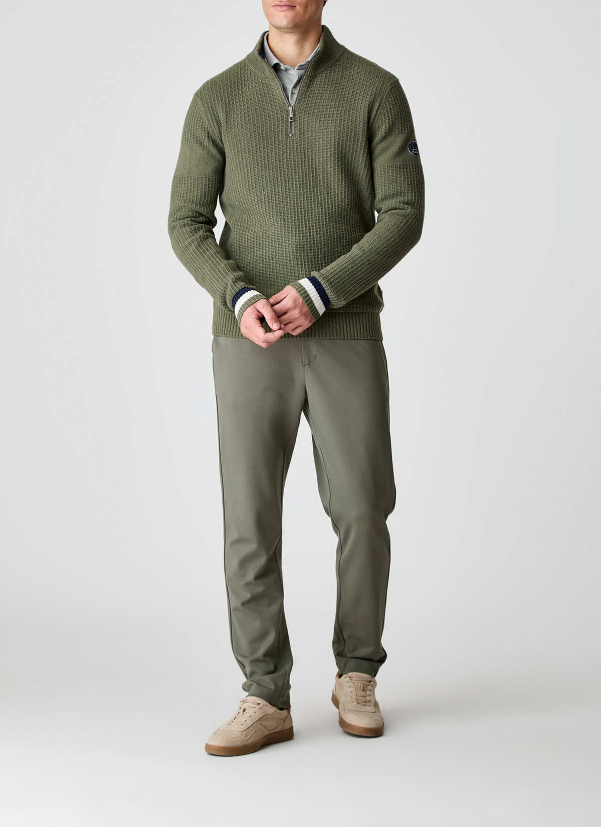 Pullover Troyer 1/1 Arm, Dark Moss Detailansicht 1