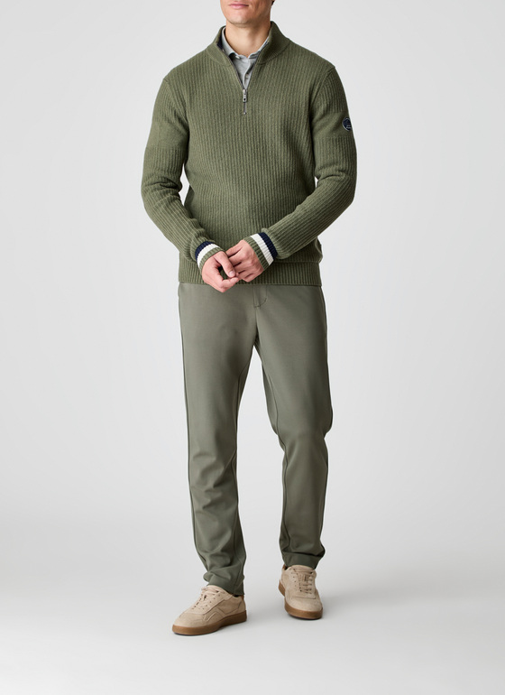 Pullover Troyer 1/1 Arm Dark Moss Frontansicht