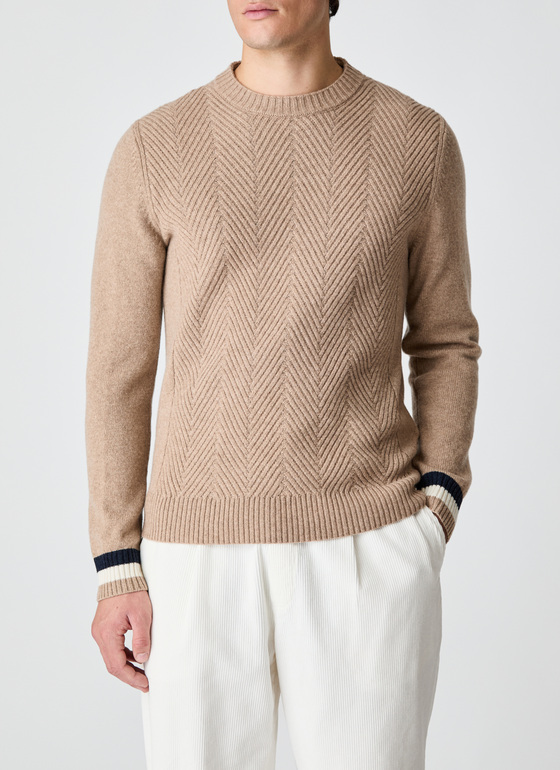 Pullover Rundhals 1/1 Arm Hazelnut Frontansicht