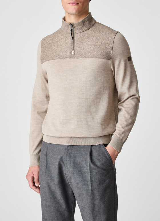 Pullover Troyer 1/1 Arm Iced Latte Frontansicht