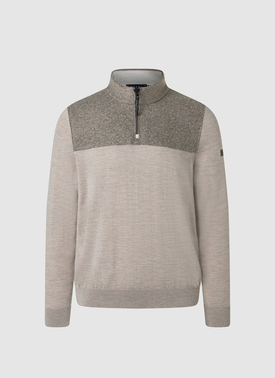 Pullover Troyer 1/1 Arm Iced Latte Frontansicht