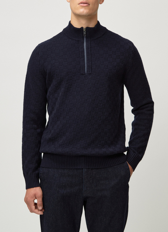 Pullover Troyer 1/1 Arm Navy Frontansicht