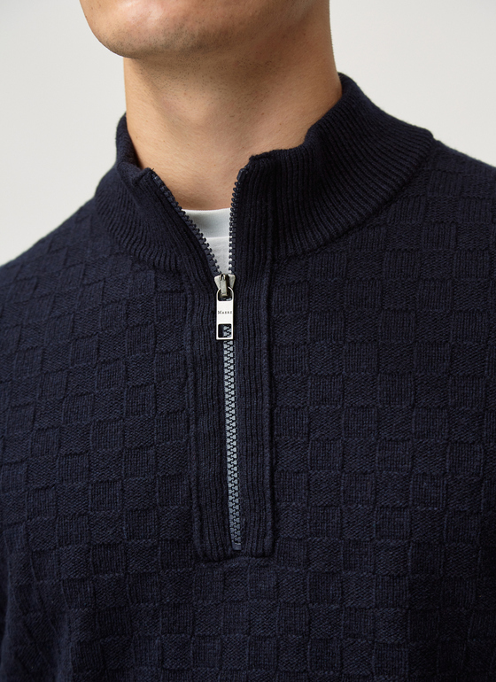 Pullover Troyer 1/1 Arm Navy Frontansicht