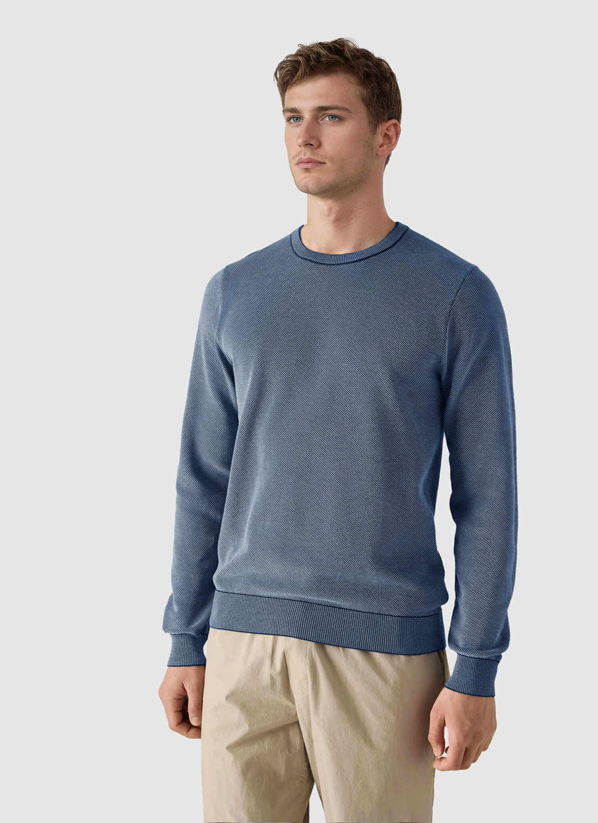 Pullover Rundhals 1/1 Arm, Dawn Blue Frontansicht