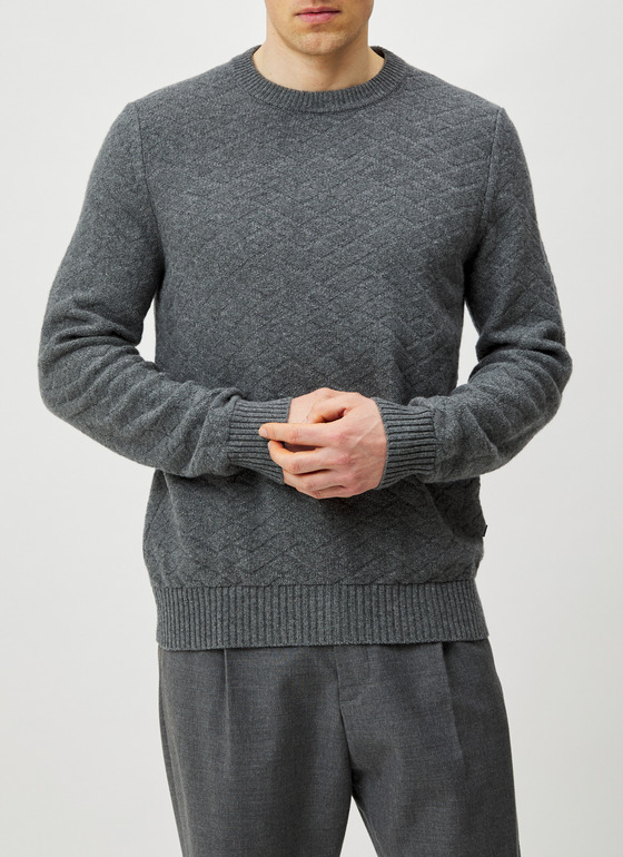 Pullover Rundhals 1/1 Arm Grey Rock Frontansicht