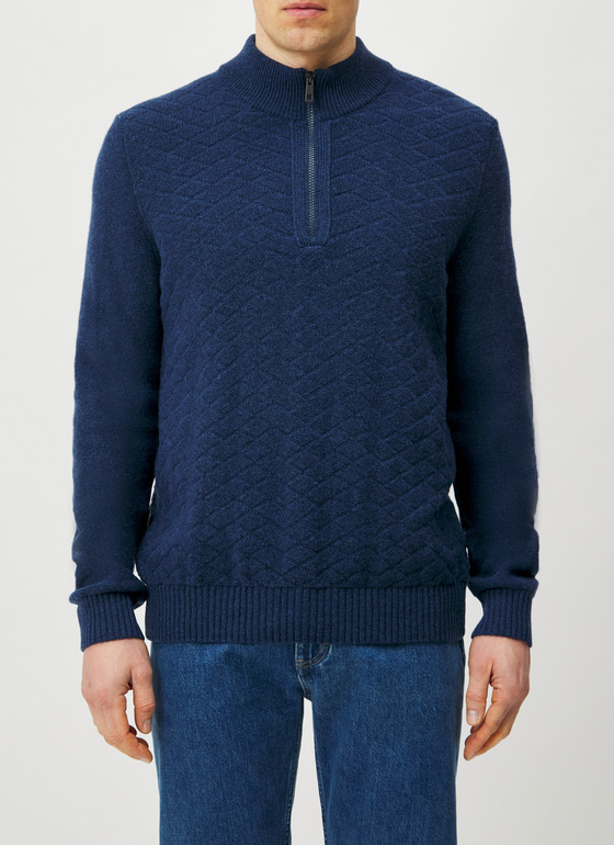 Pullover Troyer 1/1 Arm Deep Sea Frontansicht