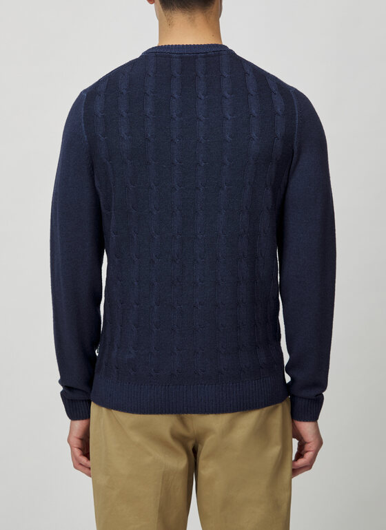 Pullover Rundhals 1/1 Arm Navy Frontansicht