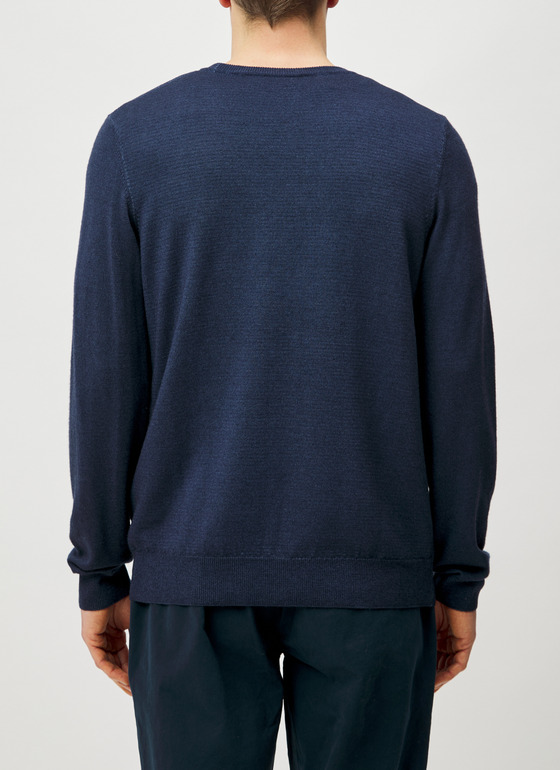 Pullover Rundhals 1/1 Arm Navy Frontansicht