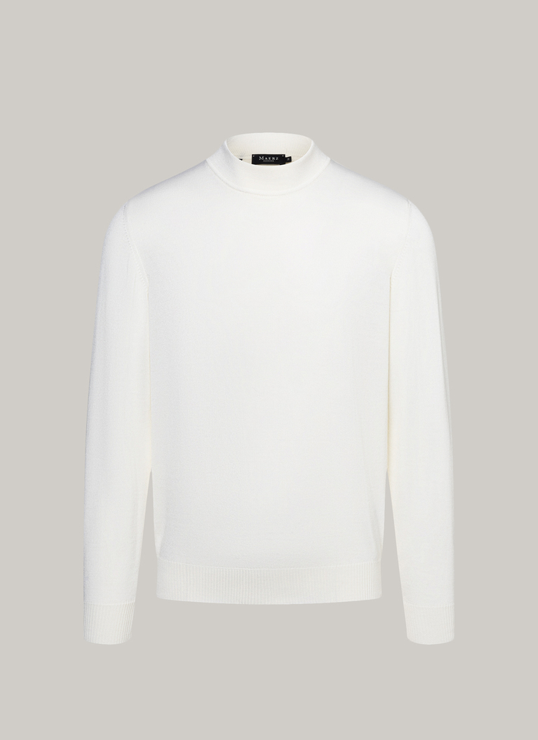 Classic Line: Stehbund-Pullover, White Frontansicht