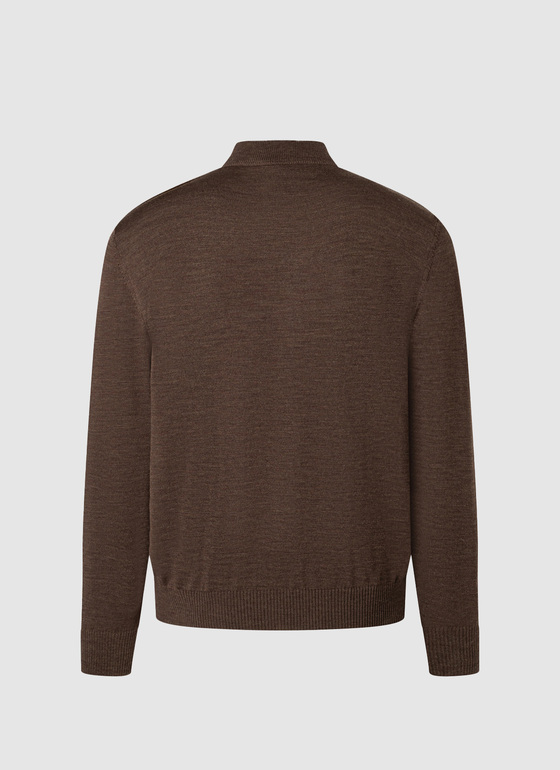 Classic Line: Stehbund-Pullover Field Brown Frontansicht