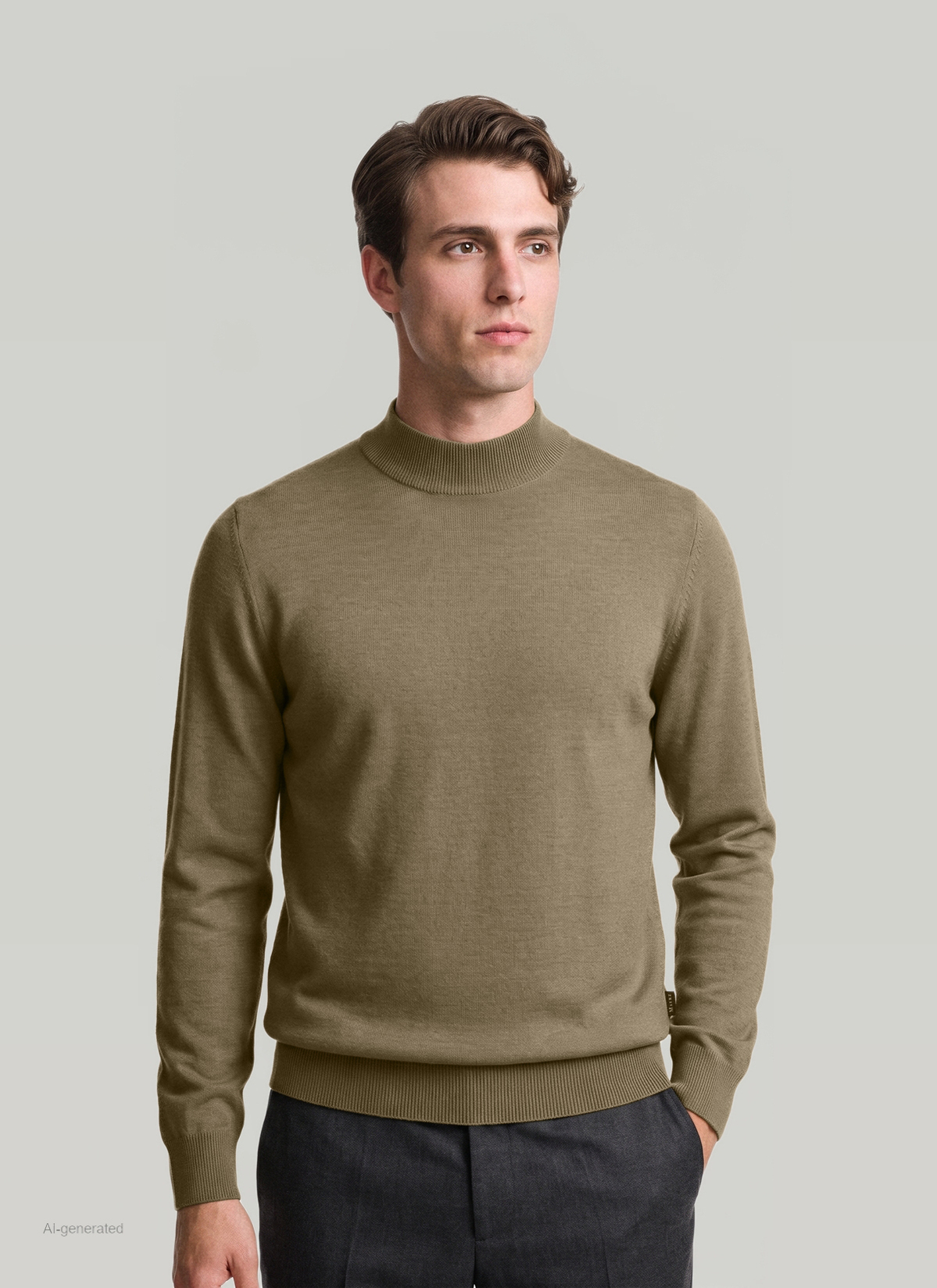 Classic Line: Stehbund-Pullover, Fresh Herbs Frontansicht