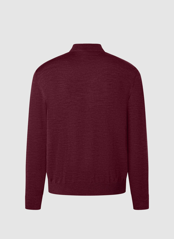 Classic Line: Stehbund-Pullover Barolo Wine Frontansicht