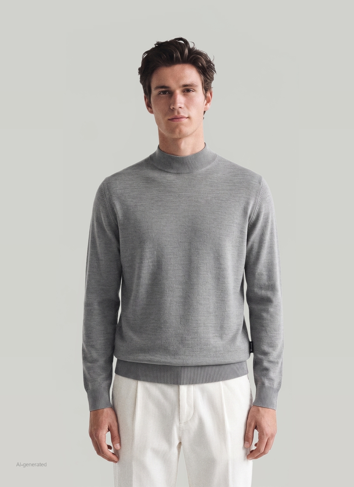 Classic Line: Stehbund-Pullover, Shark Skin Frontansicht
