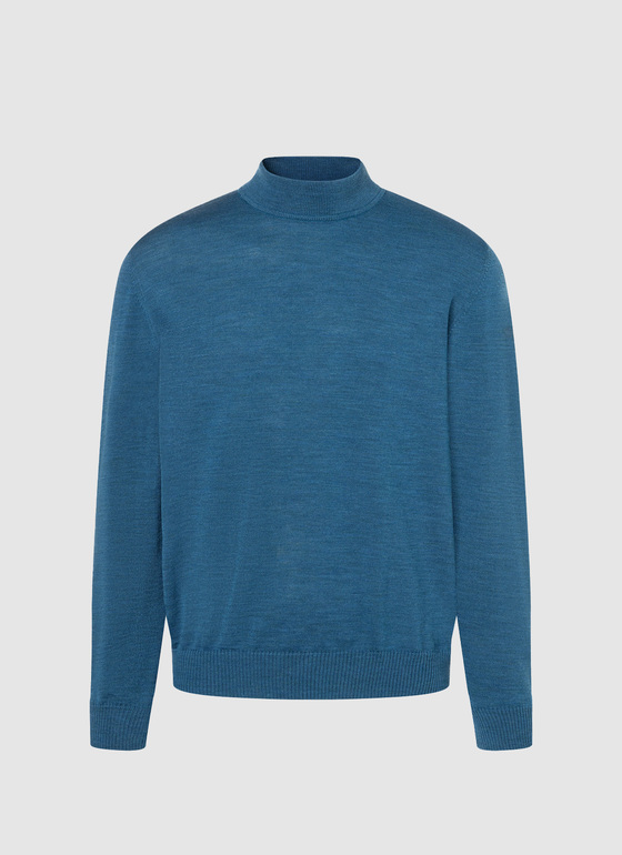 Classic Line: Stehbund-Pullover Teal Water Frontansicht