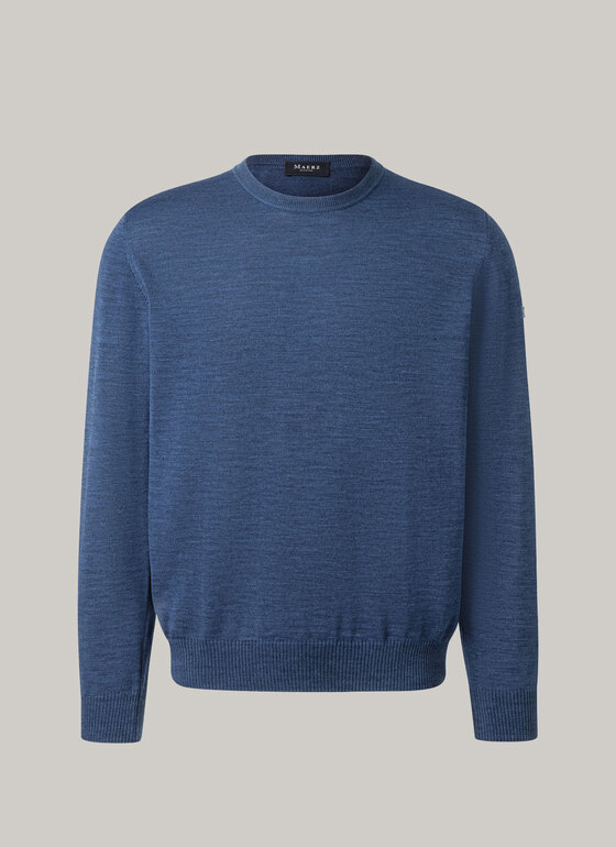 Pullover, O-Neck Steel Blue Frontansicht