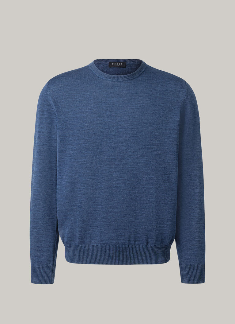 Pullover, O-Neck, Steel Blue Frontansicht